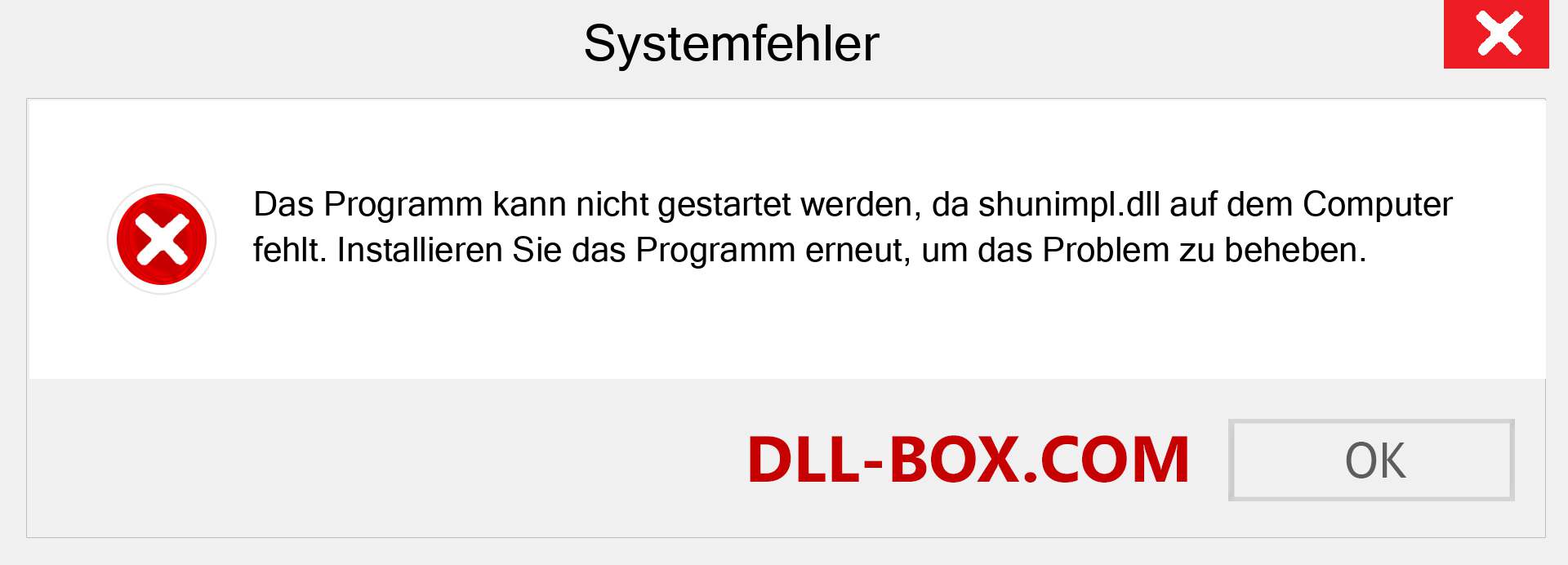 shunimpl.dll-Datei fehlt?. Download für Windows 7, 8, 10 - Fix shunimpl dll Missing Error unter Windows, Fotos, Bildern