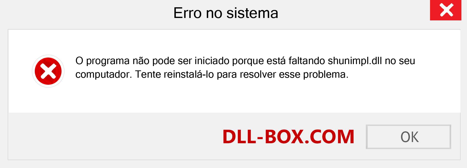 Arquivo shunimpl.dll ausente ?. Download para Windows 7, 8, 10 - Correção de erro ausente shunimpl dll no Windows, fotos, imagens